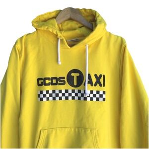 GCDS Taxi Hoodie Yellow Graphic Pullover Sweatshirt Made in Italy Men's L